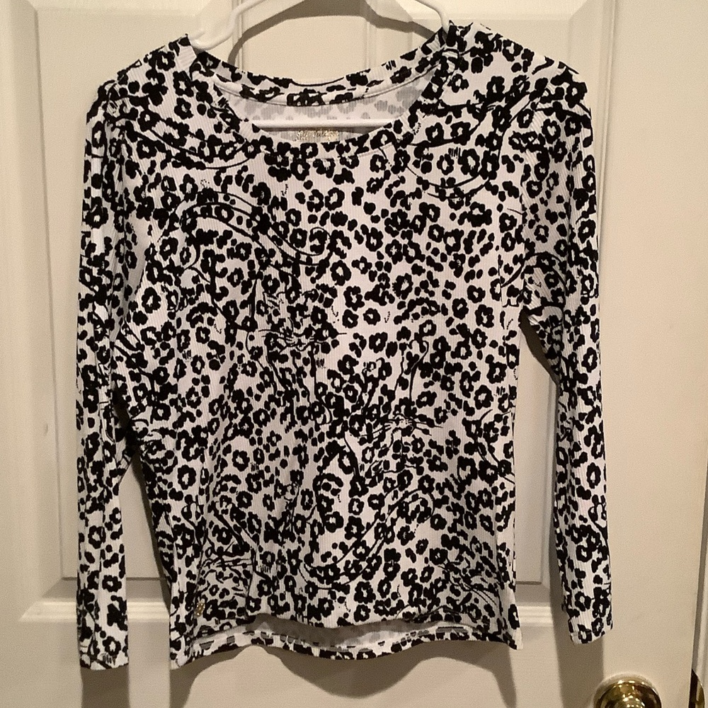 Lilly Pulitzer Monochrome Leopard Long Sleeve Top - Picture 5 of 5